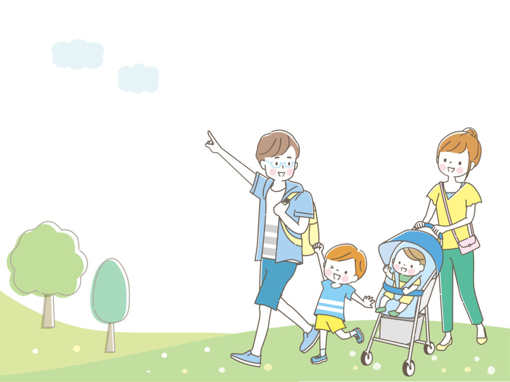 家族でハイキング